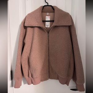 NWT UNIQLO Pile Lined Fleece Zip Jacket in Light Pink - Size XL